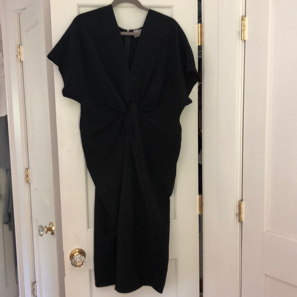 ASOS knotted waist black cocktail dress sz 16 NWOT